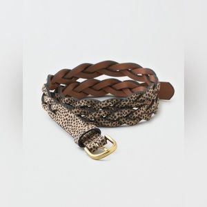 American Eagle Beige Animal Print Braided Belt